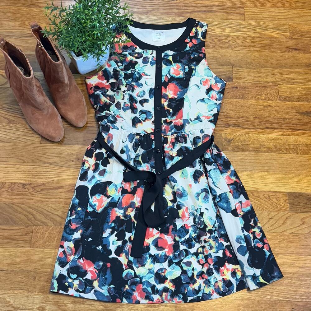 Mac+Jac Women’s Medium Abstract Bubble Color Button Sleeveless Knee Length Dress